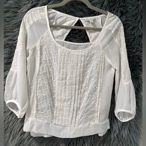 American Eagle Outfitters White Eyelet Peasant Blouse